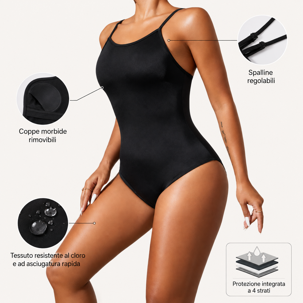 CICLONUOTO™ – Costume intero mestruale per piscina e allenamento