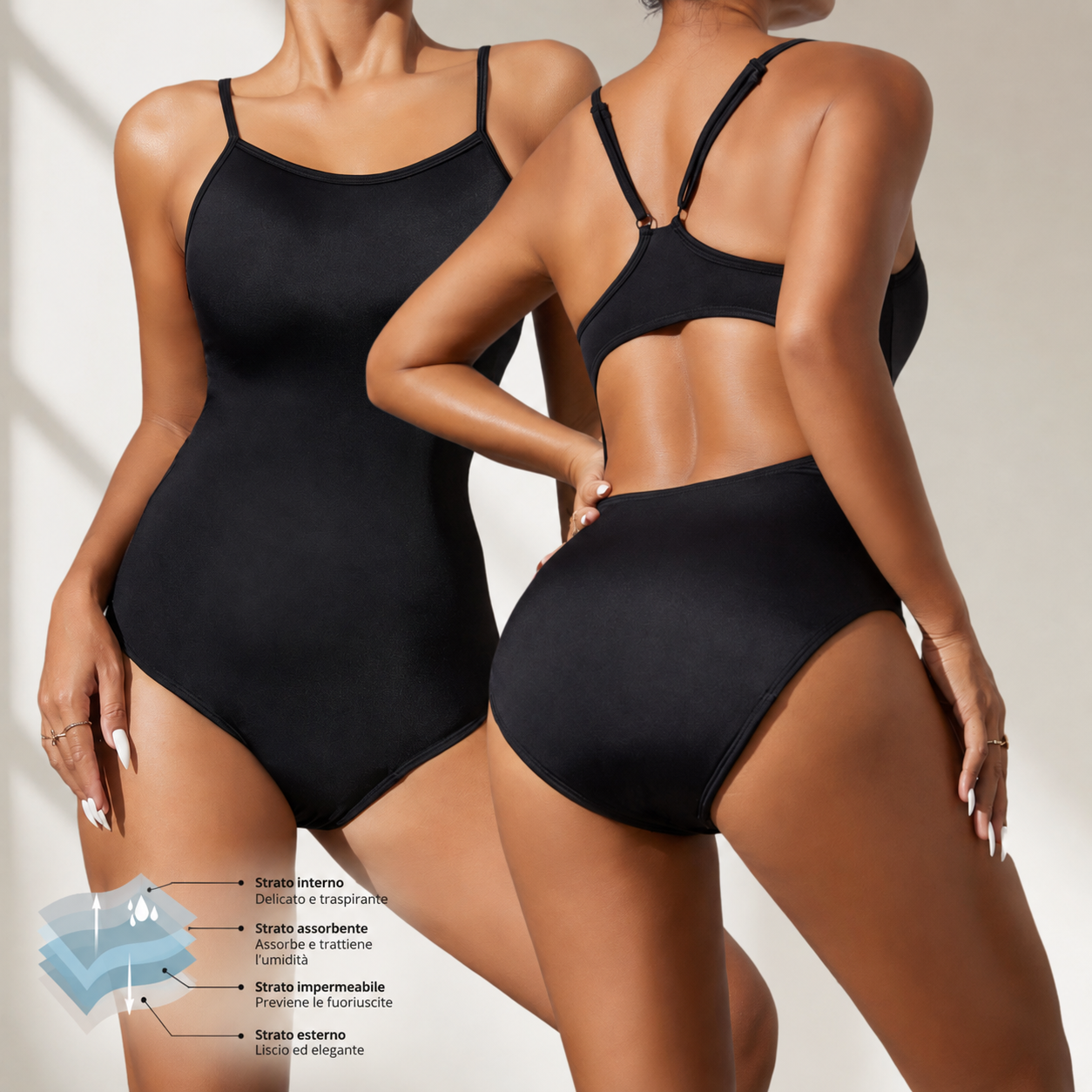 CICLONUOTO™ – Costume intero mestruale per piscina e allenamento